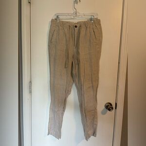 tan linen pants